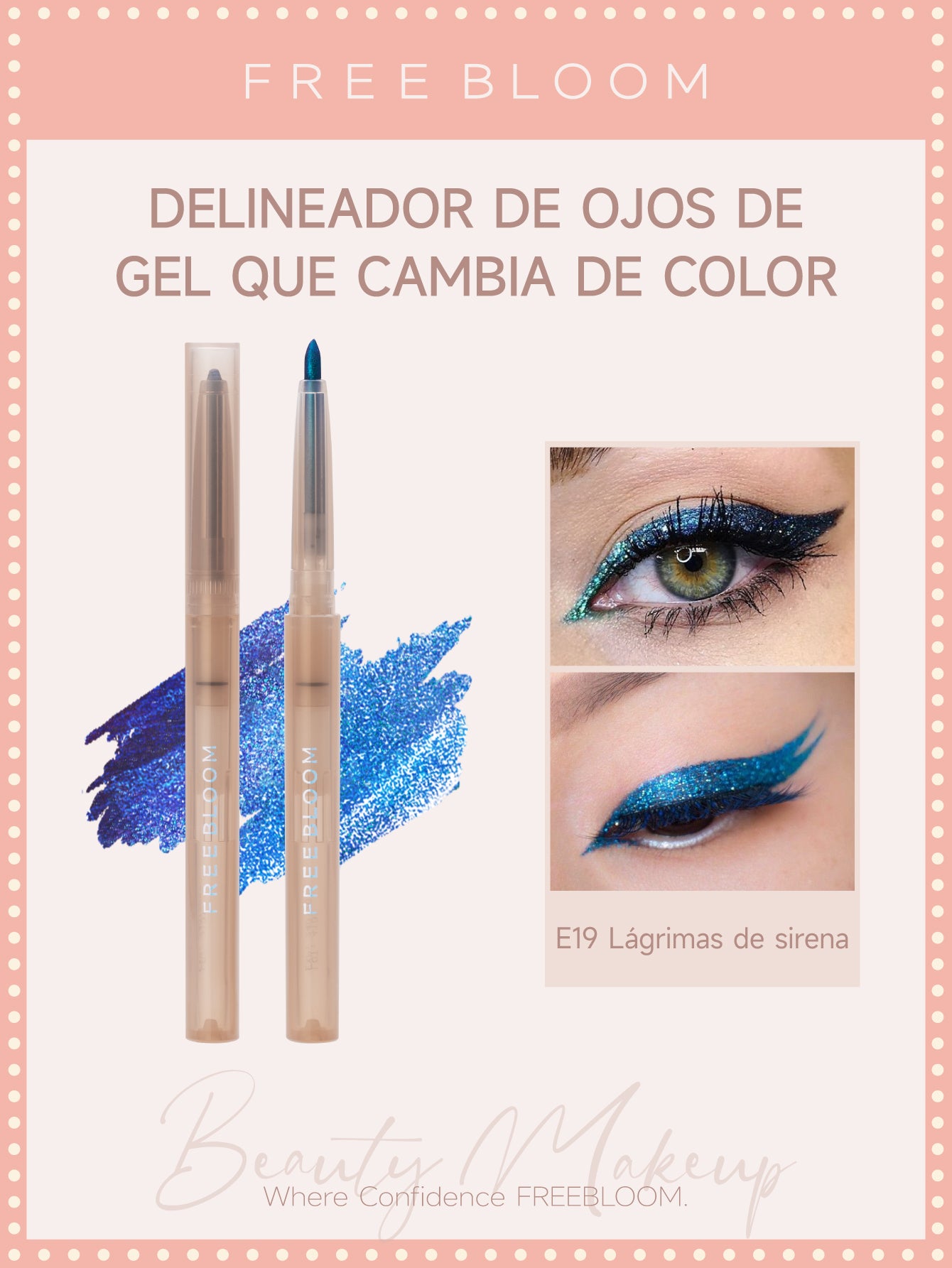 Free Bloom Delineador de ojos de gel que cambia de color