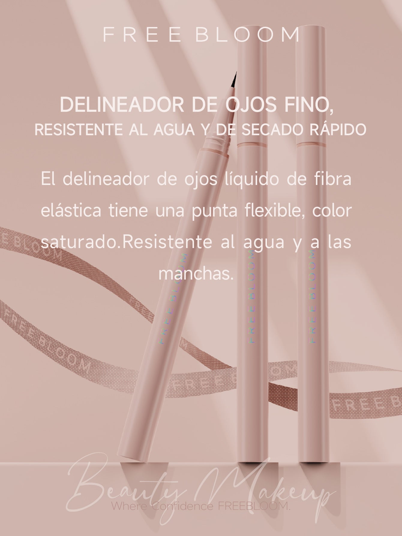 Free Bloom Delineador de ojos fino, resistente al agua y de secado rápido