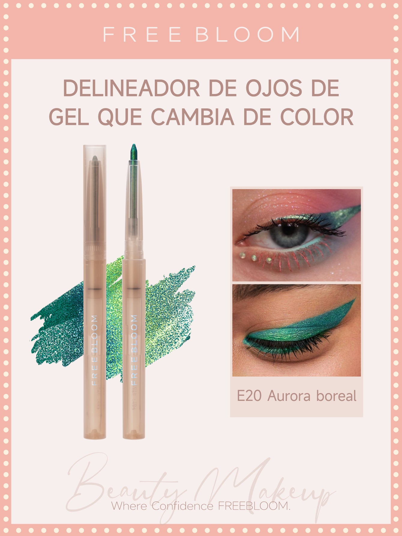 Free Bloom Delineador de ojos de gel que cambia de color