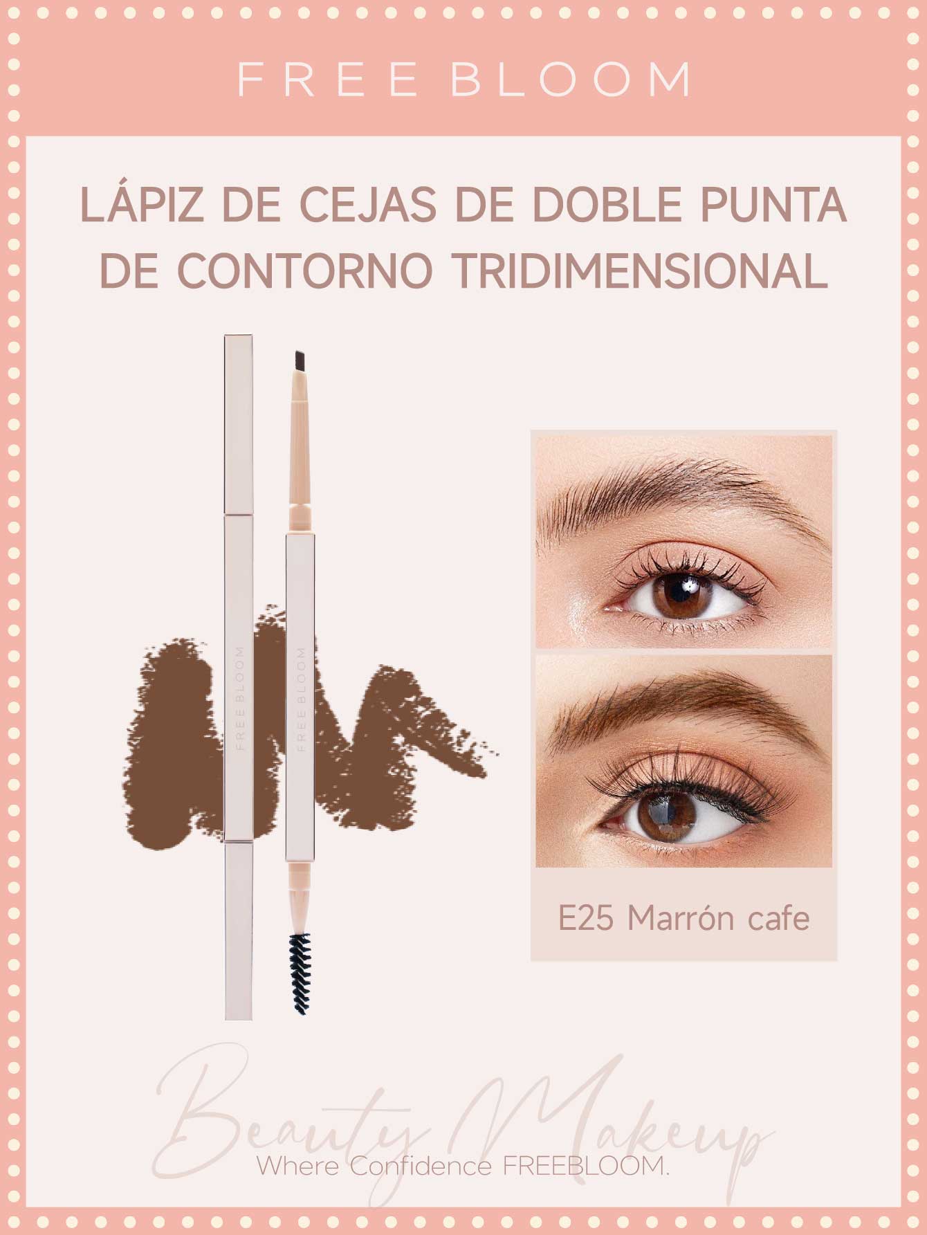 Free Bloom Lápiz de cejas de doble punta  de contorno tridimensional