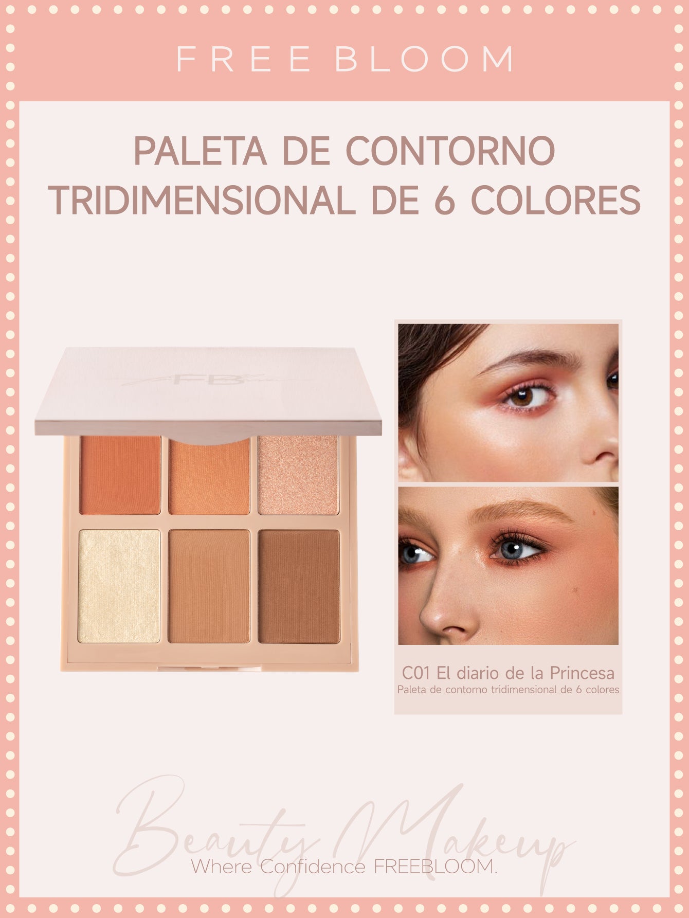 Free Bloom paleta de contorno tridimensional de 6 colores