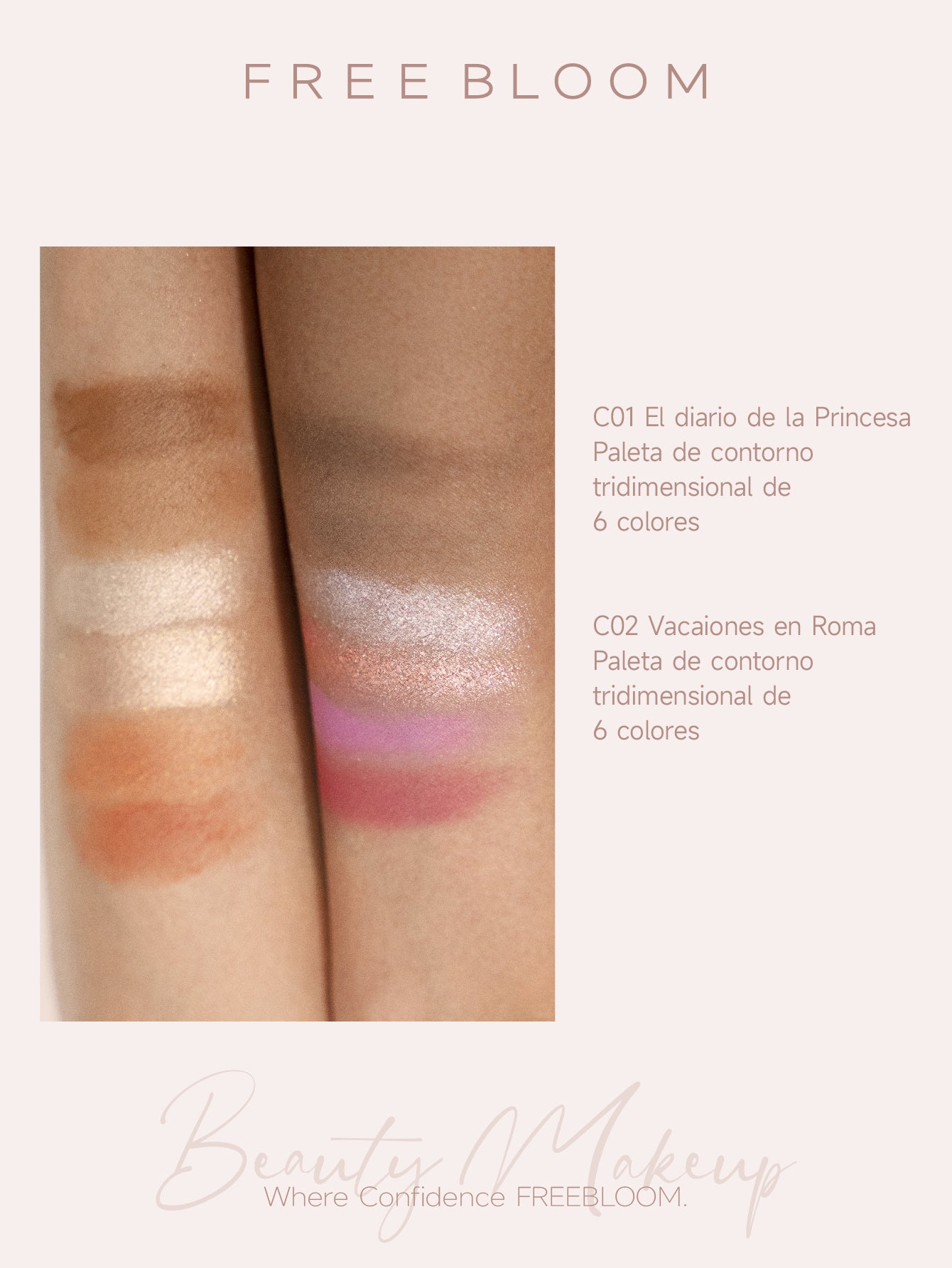 Free Bloom paleta de contorno tridimensional de 6 colores