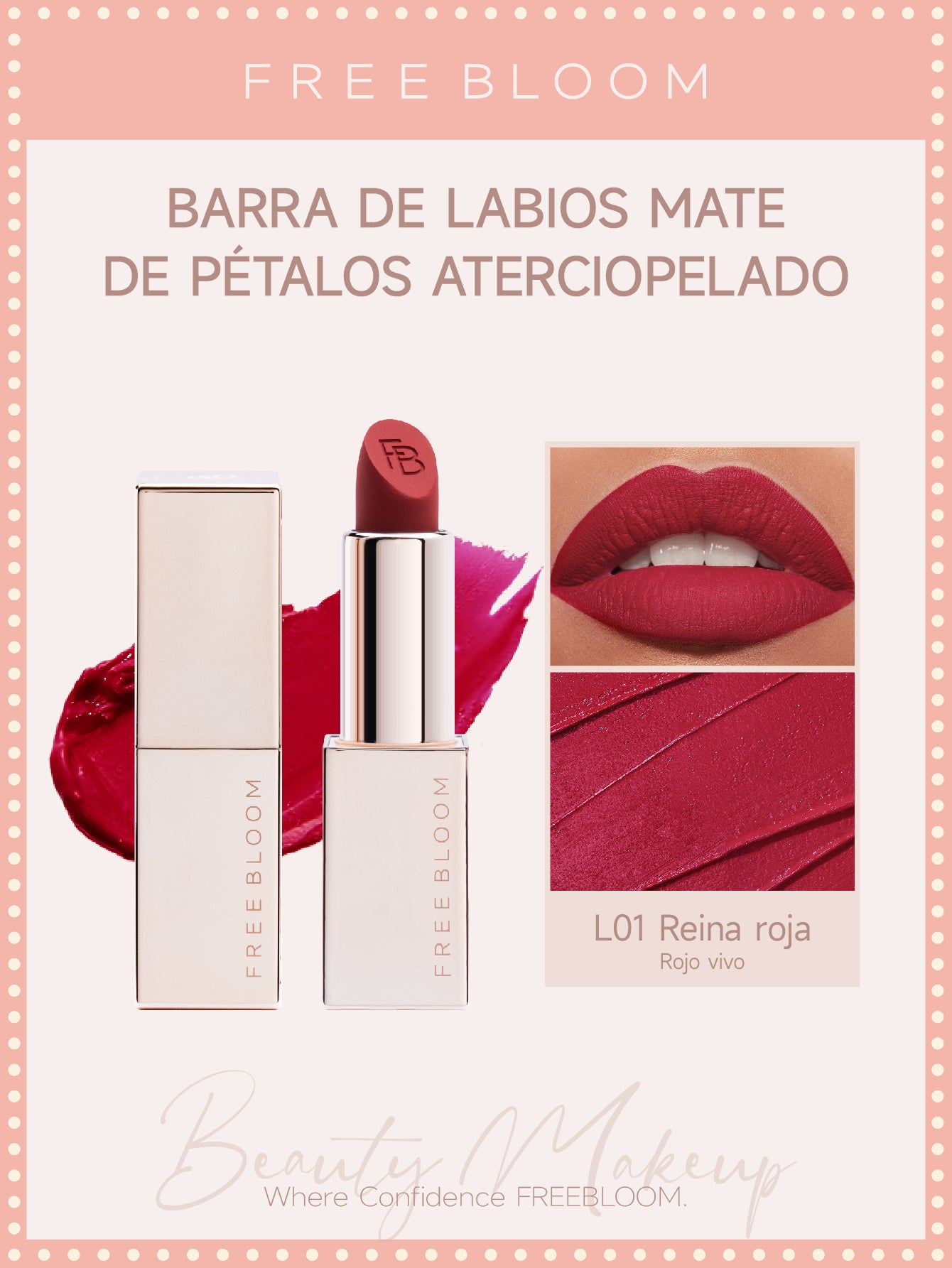 Free Bloom Barra de labios mate de Pétalos aterciopelado