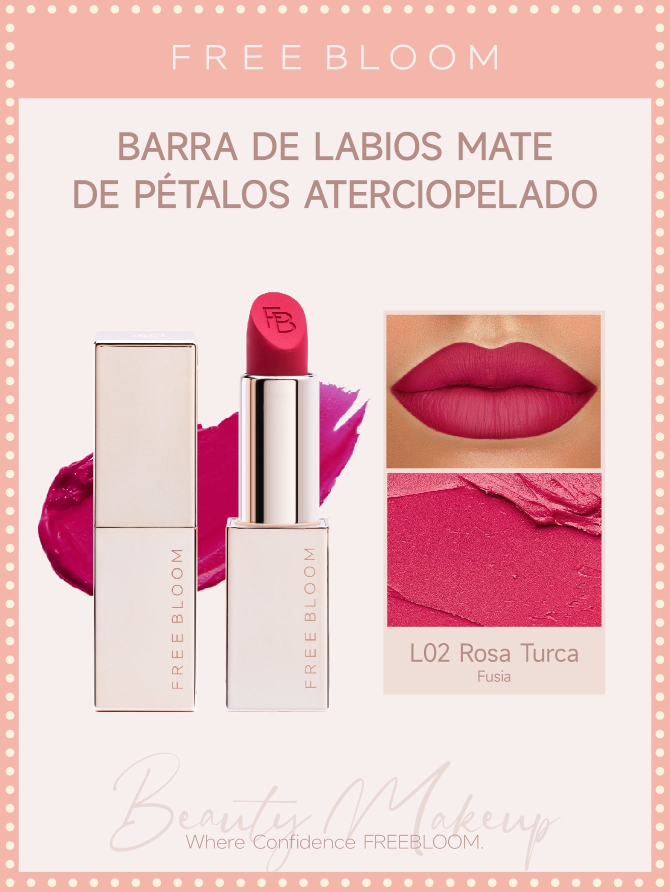 Free Bloom Barra de labios mate de Pétalos aterciopelado