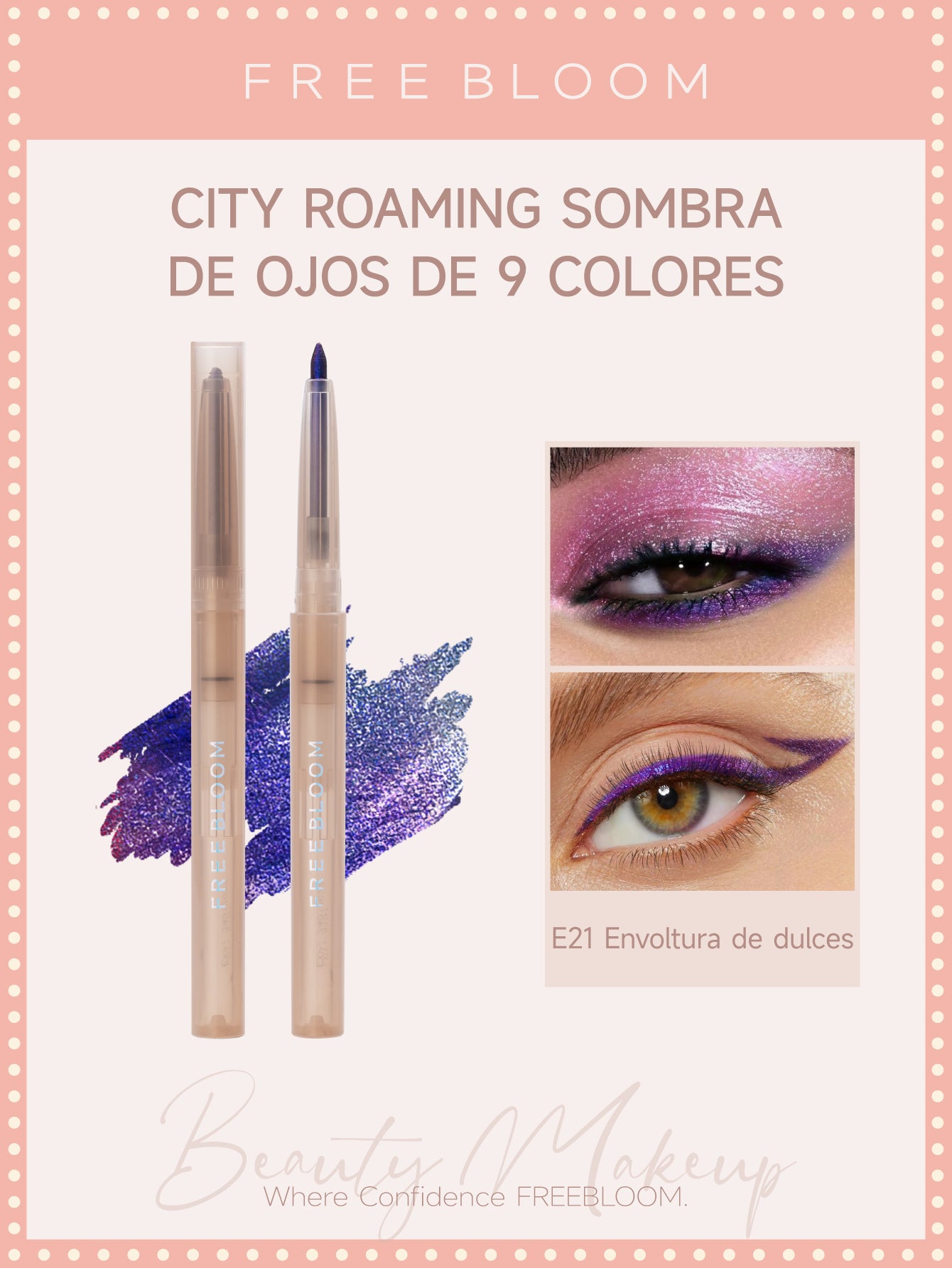 Free Bloom Delineador de ojos de gel que cambia de color