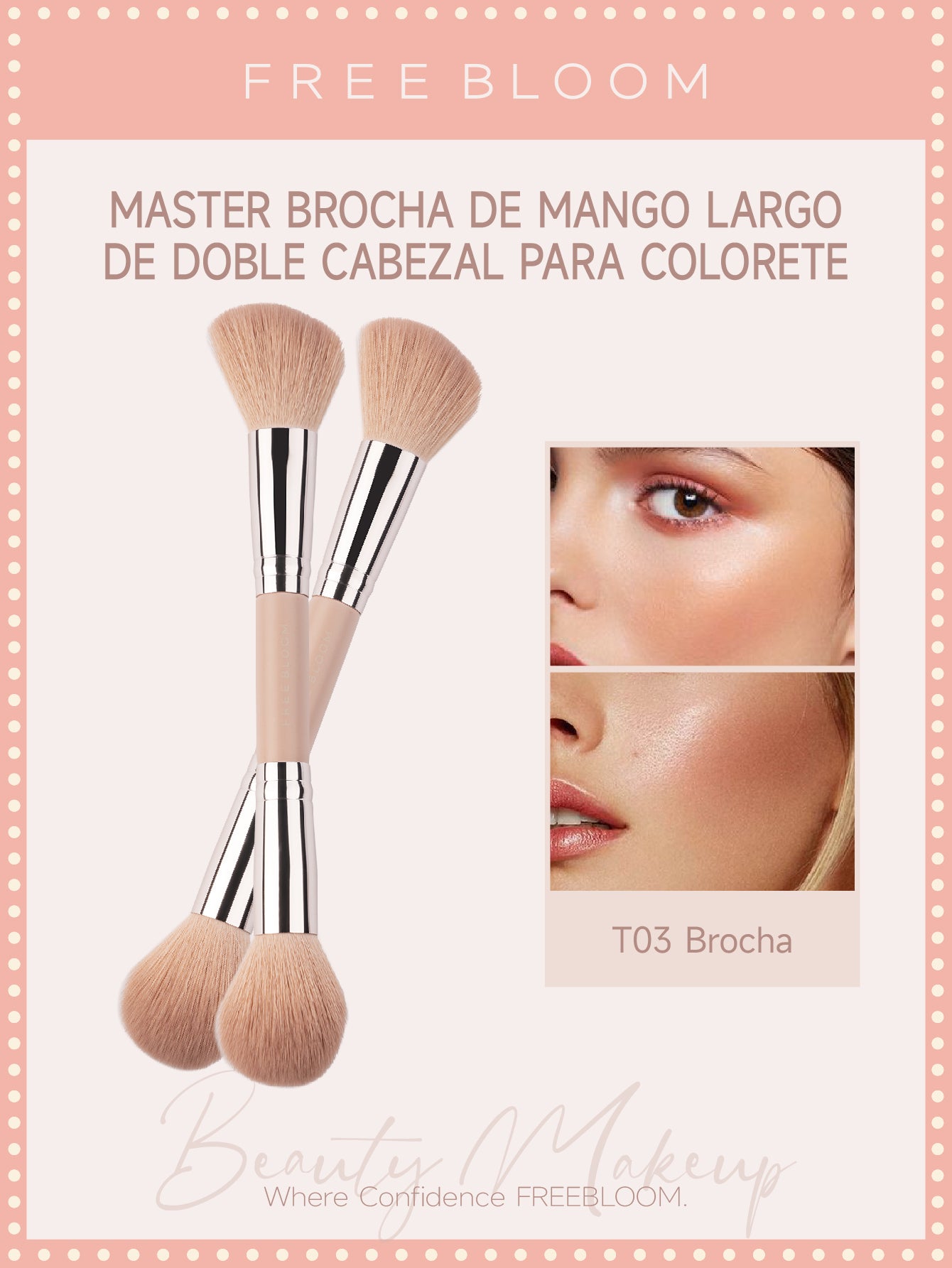 Free Bloom brocha multifunción de doble cabezal，de ojos glamuroso y el contorneado 3D