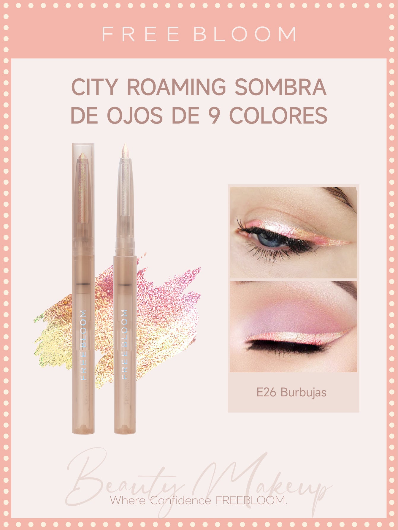 Free Bloom Delineador de ojos de gel que cambia de color