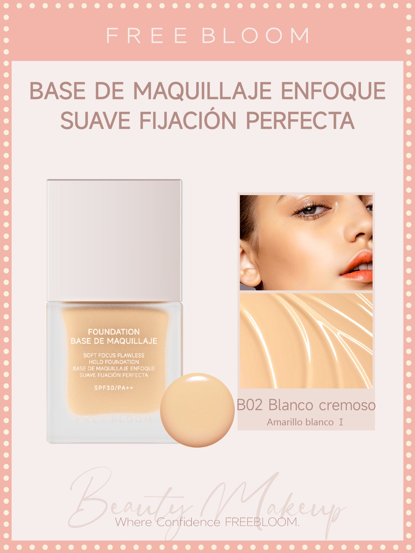 Free Bloom Base de maquillaje Enfoque suave Fijación perfecta