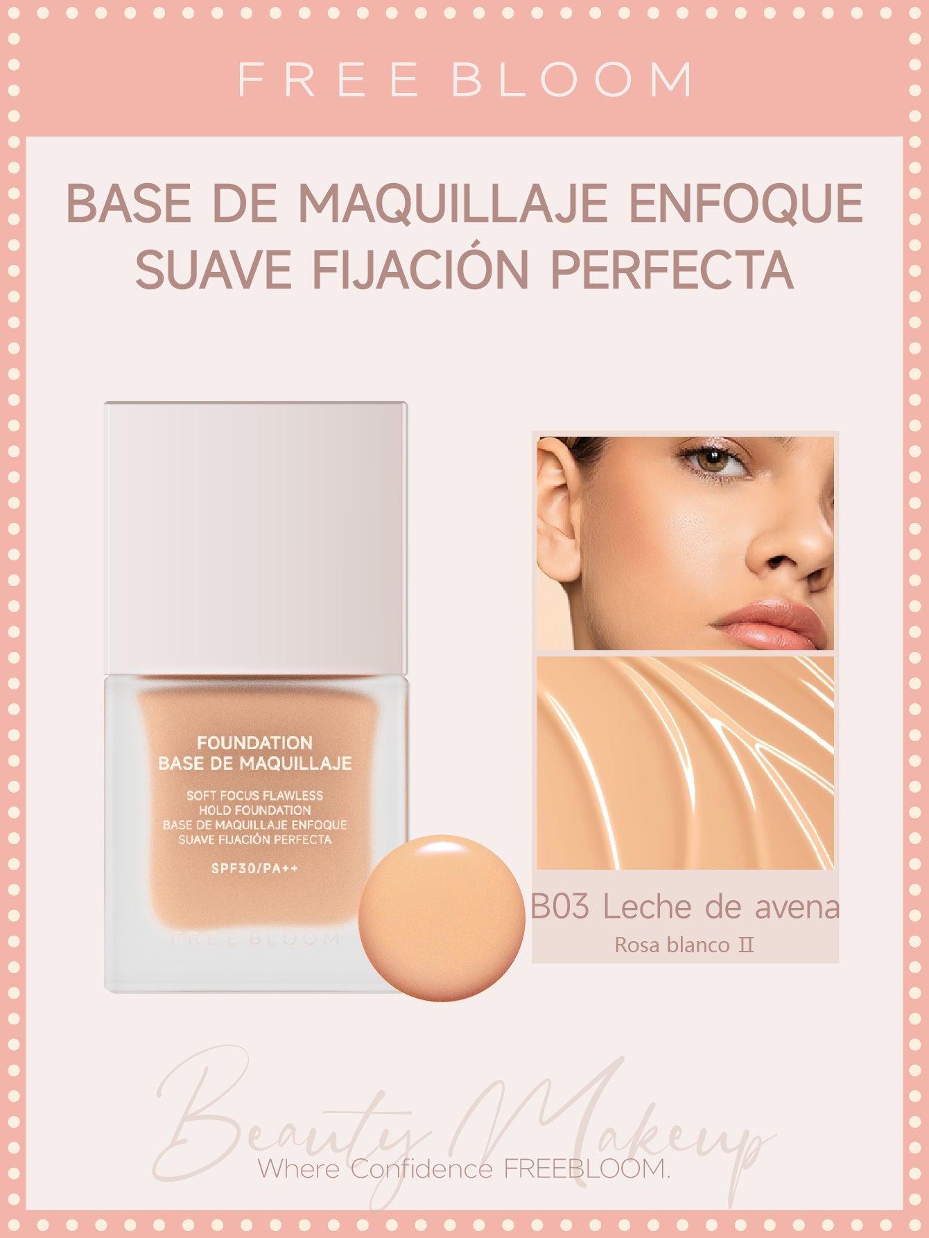 Free Bloom Base de maquillaje Enfoque suave Fijación perfecta