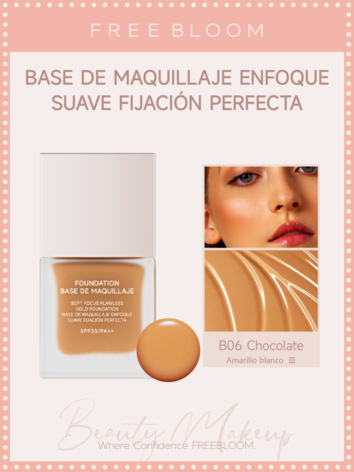 Free Bloom Base de maquillaje Enfoque suave Fijación perfecta