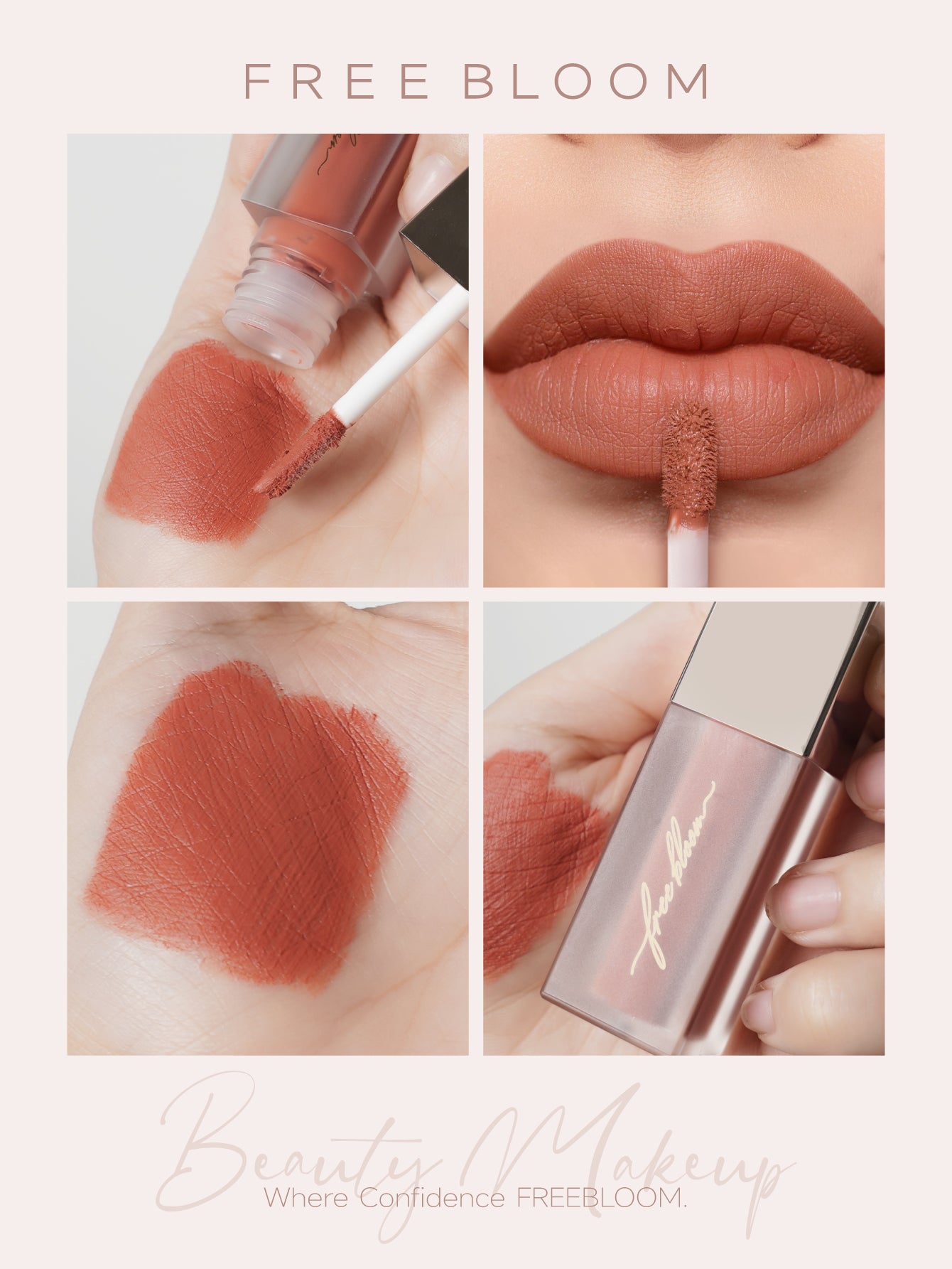 Free Bloom Glaseado de labios suave, mate y antiadherente