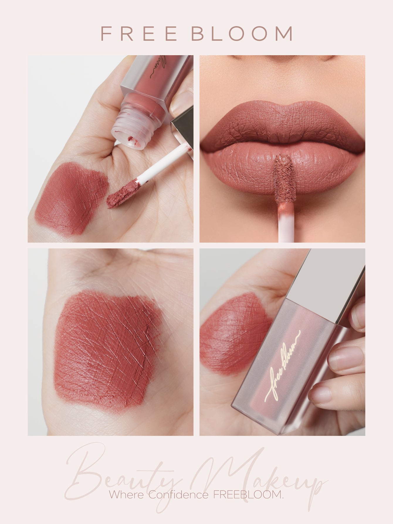 Free Bloom Glaseado de labios suave, mate y antiadherente