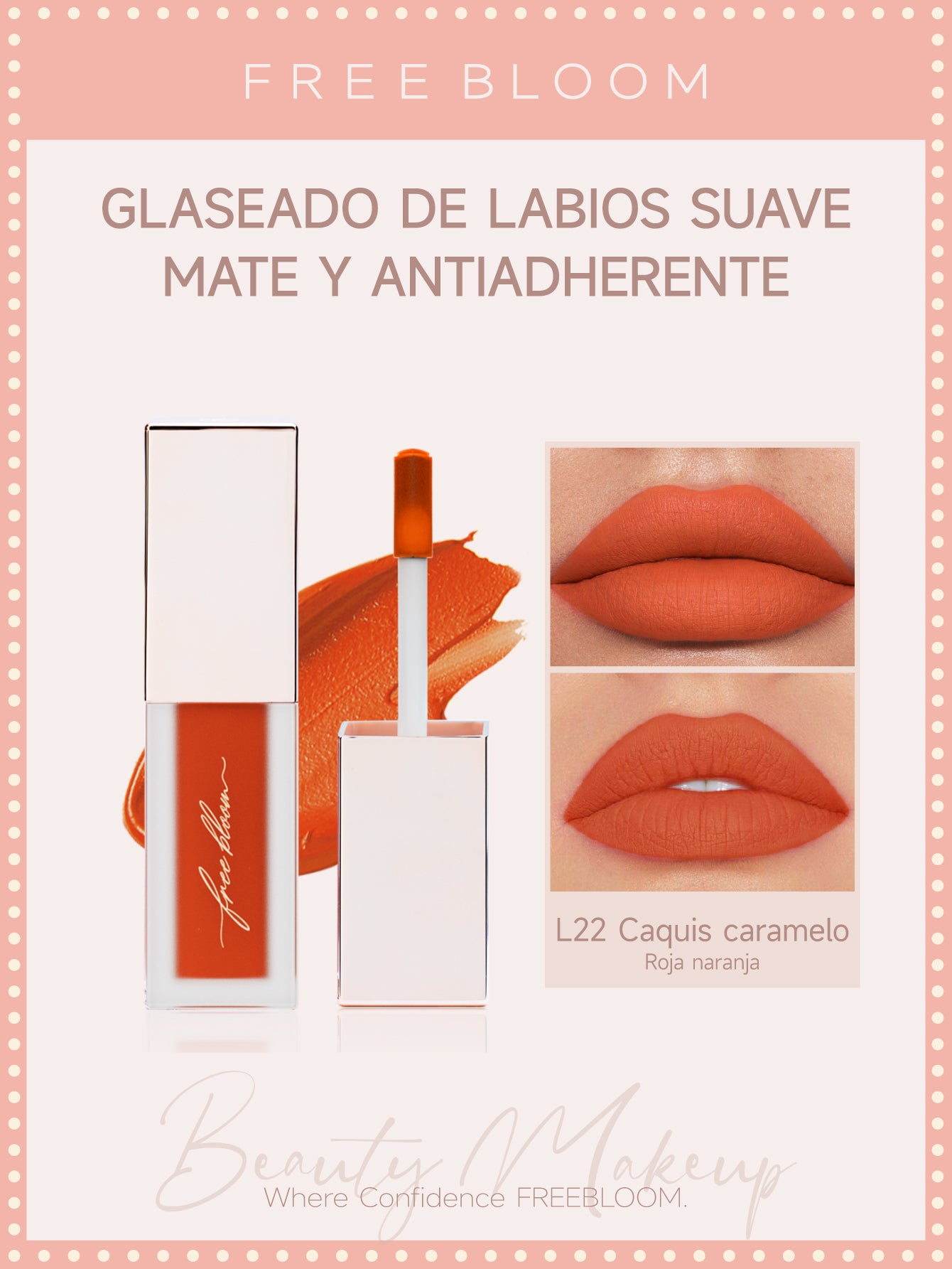 Free Bloom Glaseado de labios suave, mate y antiadherente