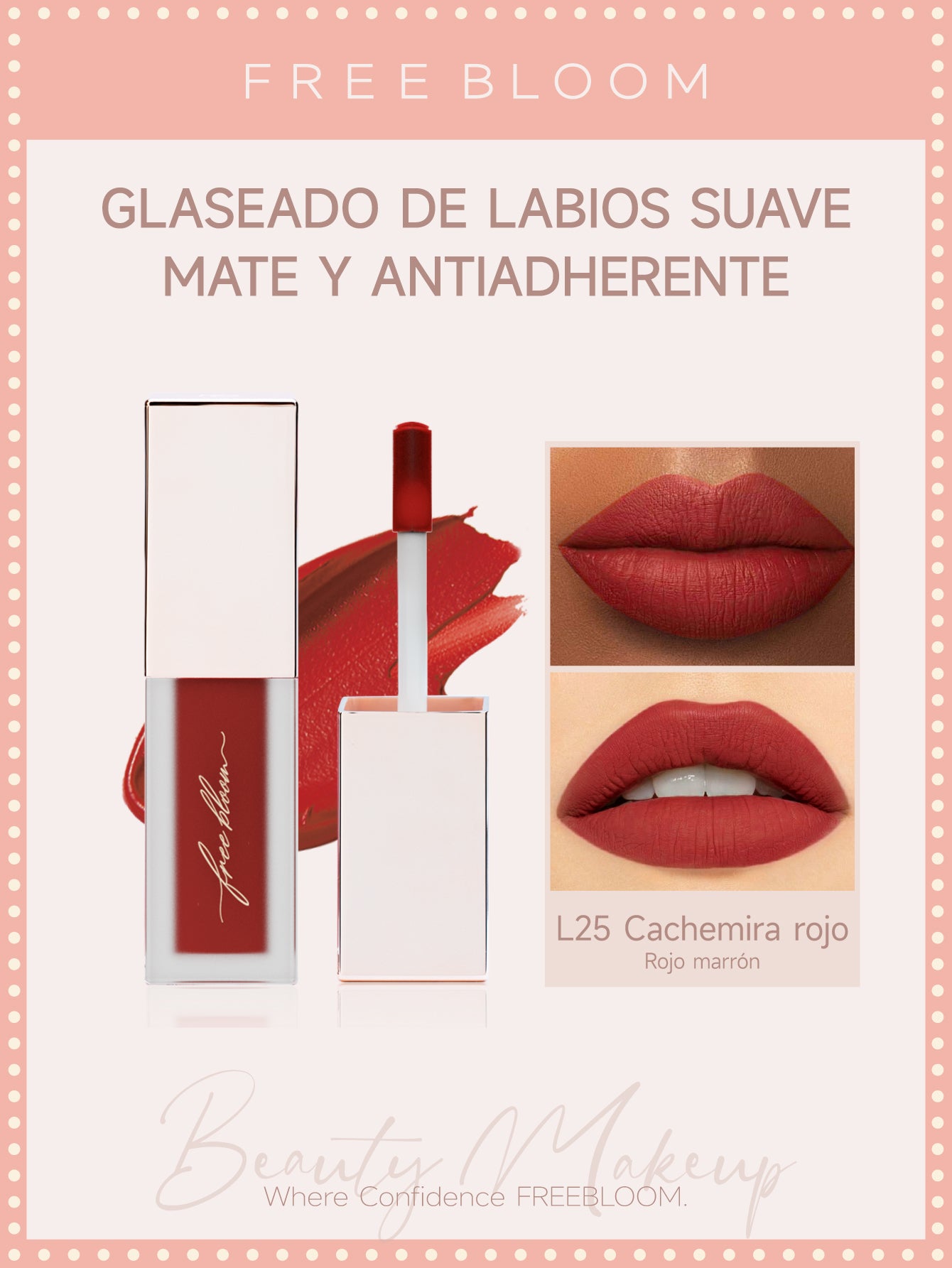 Free Bloom Glaseado de labios suave, mate y antiadherente